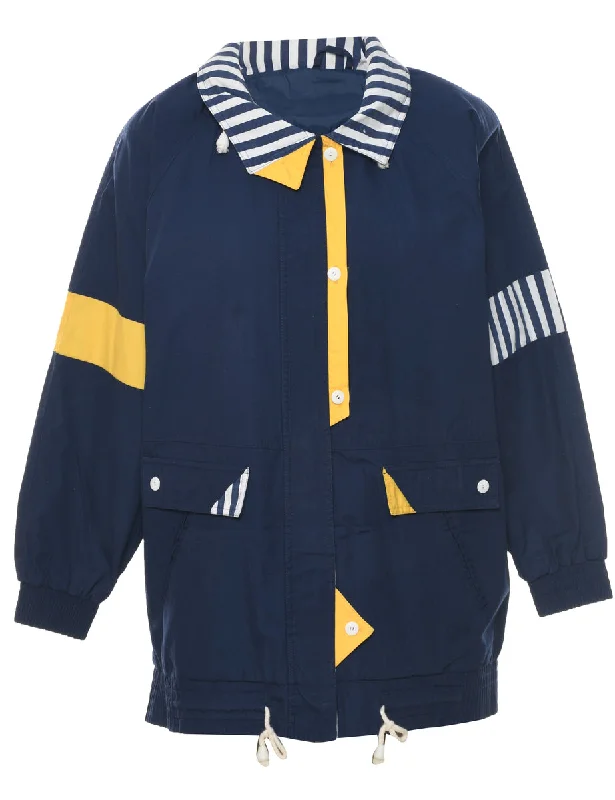 Navy Jacket - M Tiered Jacket Buttoned Jacket Zippered Jacket
