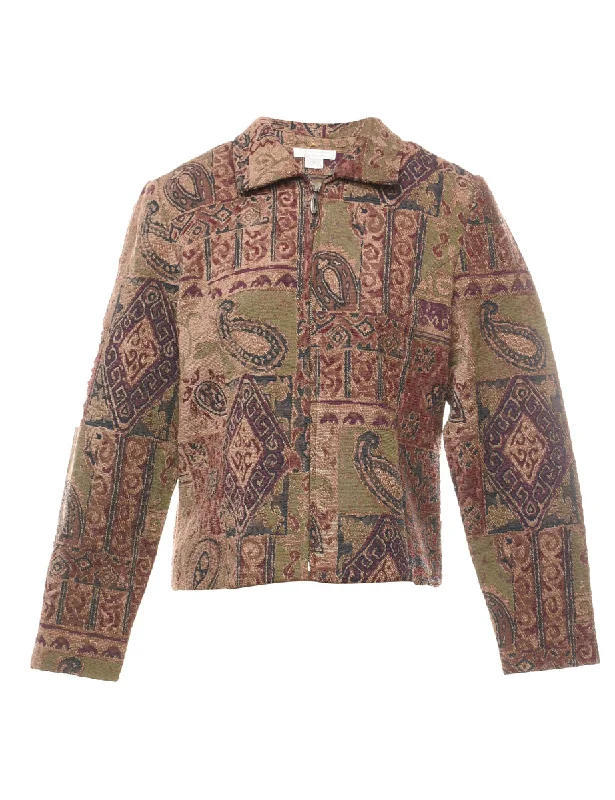 Paisley Pattern Multi-Colour Tapestry Jacket - S Cotton Jacket Linen Jacket Terry Jacket
