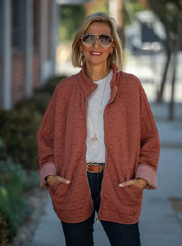 Paprika Quilted Knit Oversized Zip Up Jacket Lace Jacket Ribbed Jacket Sequined Jacket