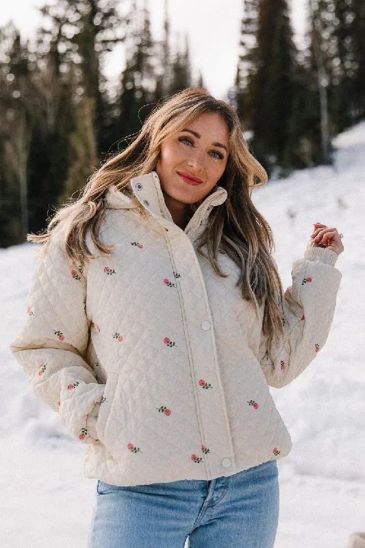 Quilted Jacket in Delicate Zinnia - FINAL SALE Hoodie Zip-Up Jacket Button-Up Jacket