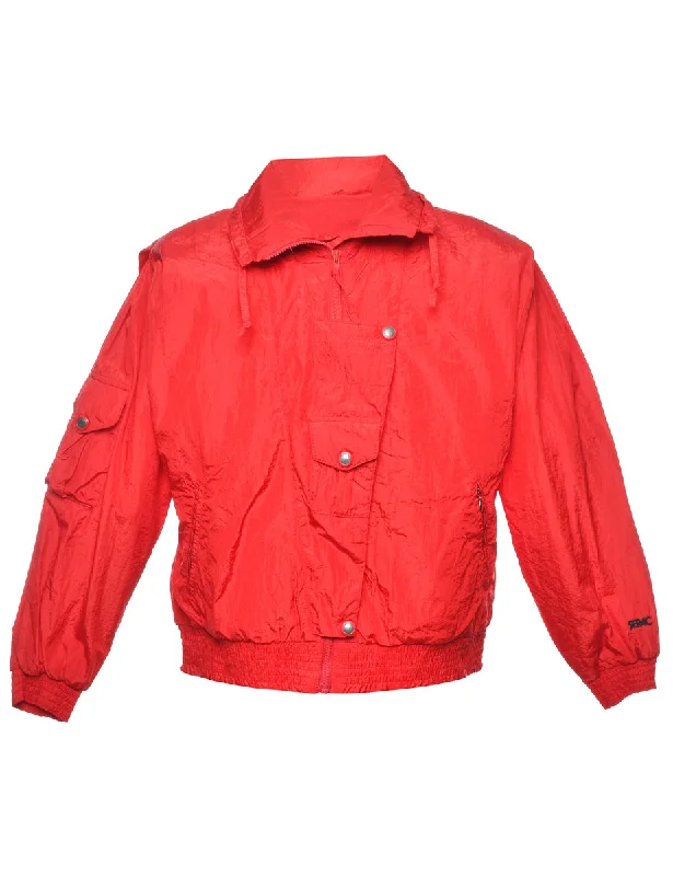 Red Classic Nylon Jacket - L Print Jacket Jacquard Jacket Embroidered Jacket