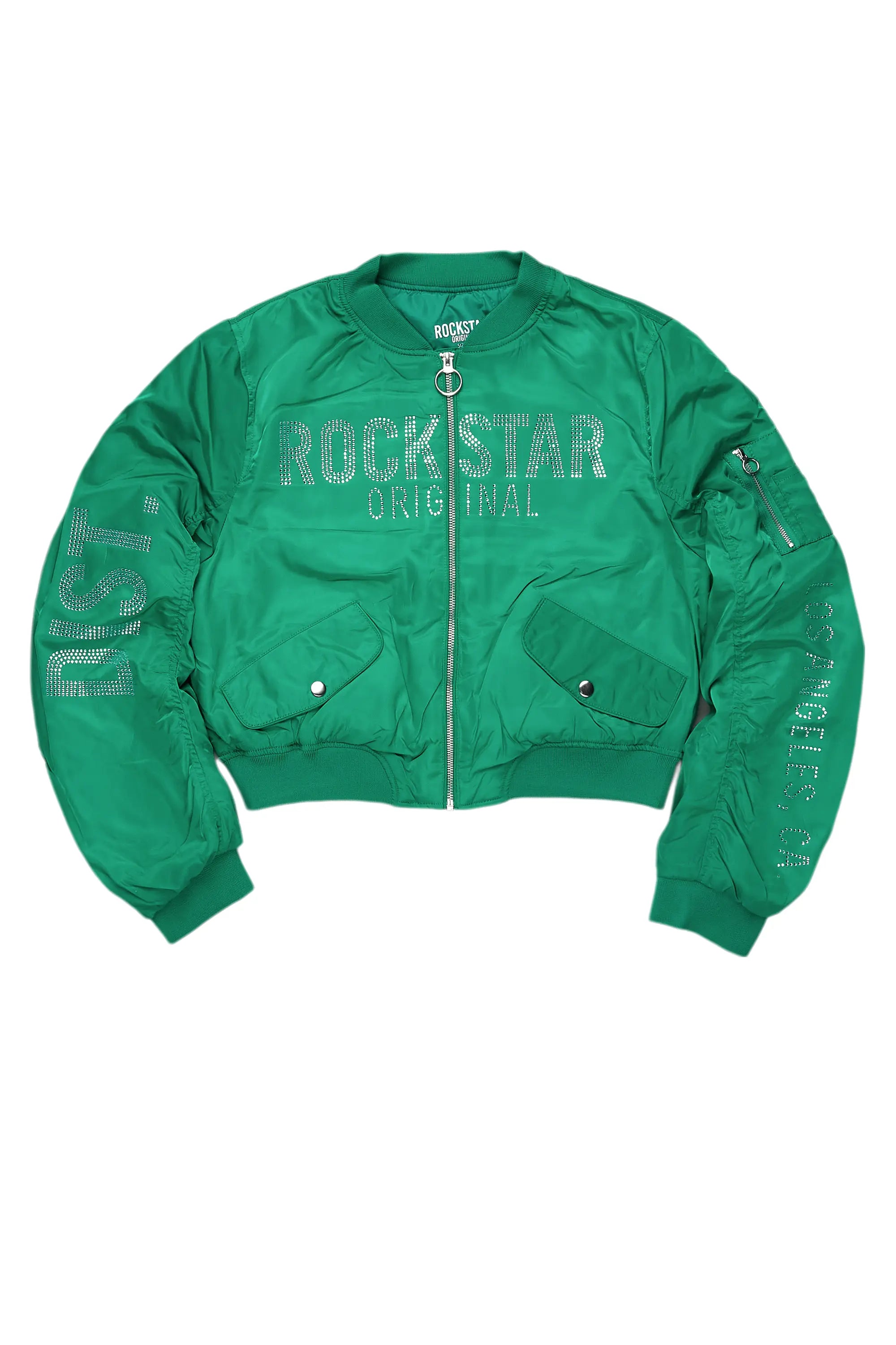 Charneisa Green Bomber Jacket Toggled Jacket Drawstring Jacket Belted Jacket