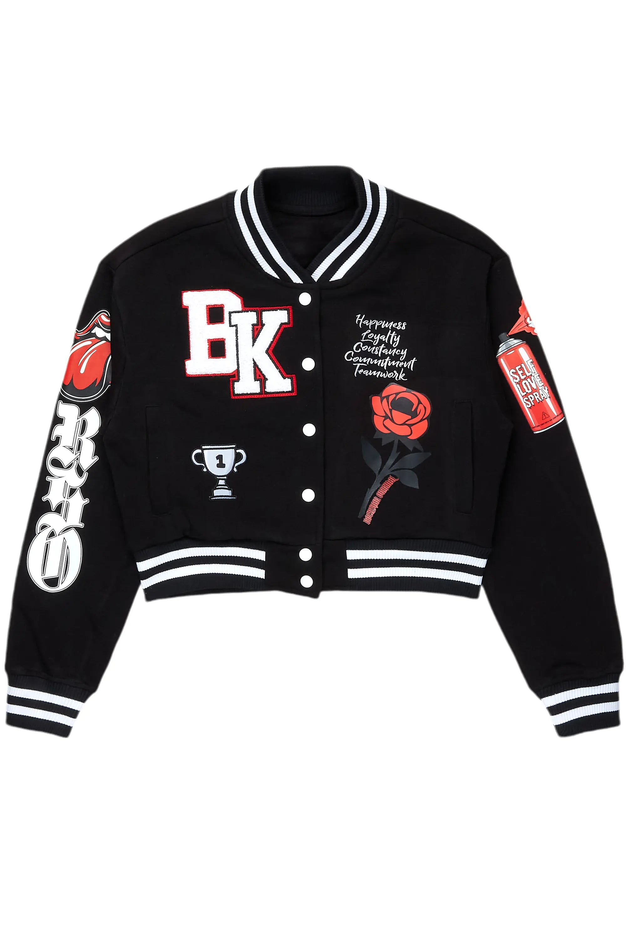 Eboni Black Varsity Jacket Satin Jacket Silk Jacket Chiffon Jacket