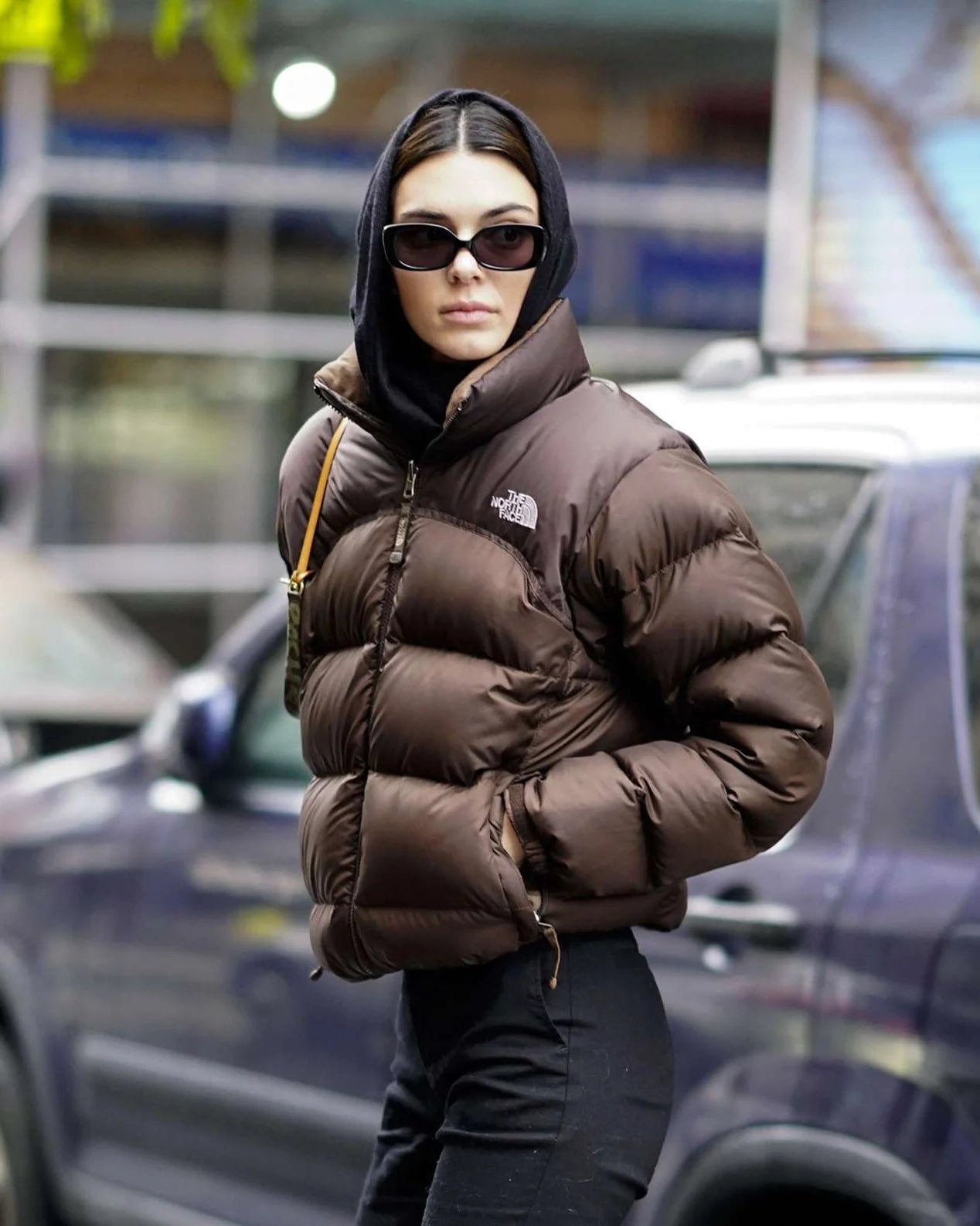 The North Face Brown Puffer Jacket Welt Pockets Slit Pockets Flap Pockets