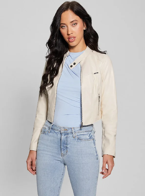 White Anita Moto Jacket Chenille Jacket Brocade Jacket Lace Jacket