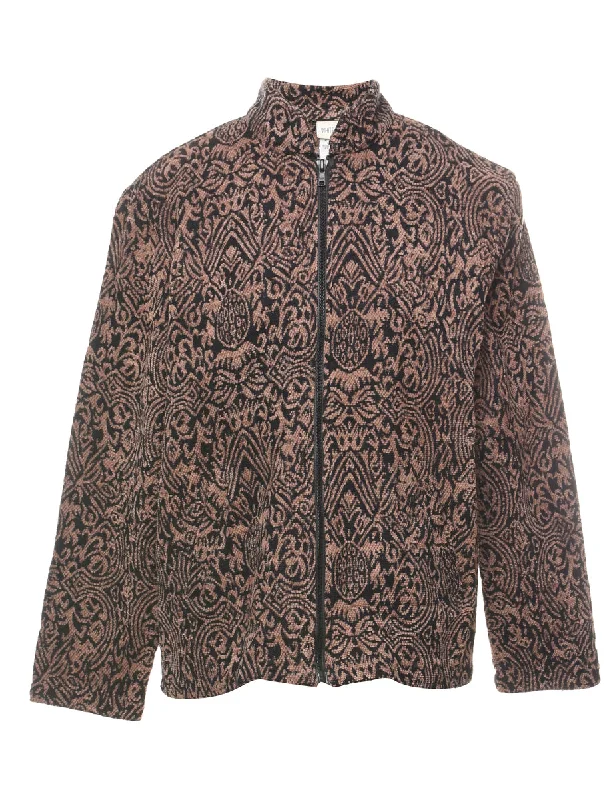 White Stag Patterned Tapestry Jacket - M One-Shoulder Jacket Off-the-Shoulder Jacket Asymmetrical Jacket
