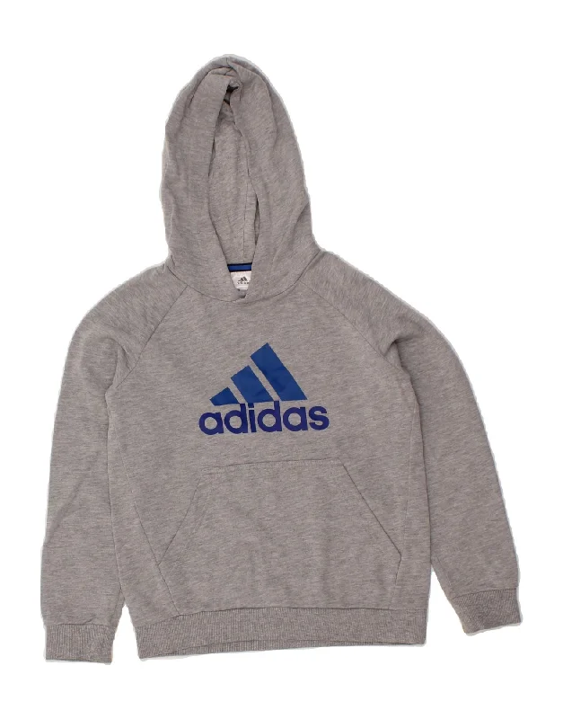 ADIDAS Boys Graphic Hoodie Jumper 9-10 Years Grey Cotton Hoodie with Drop Shoulder Relaxed Streetwear ADIDAS Boys Graphic Hoodie Jumper 9-10 Years Grey Cotton Hoodie with Drop Shoulder Relaxed Streetwear