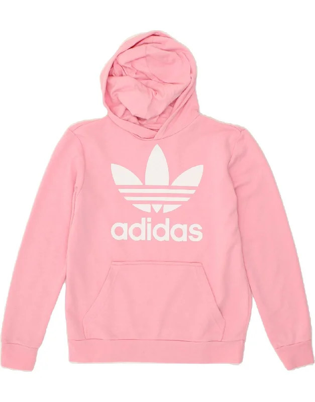 ADIDAS Girls Graphic Hoodie Jumper 13-14 Years Pink Cotton Hoodie with Double Zipper Versatile Adjustable ADIDAS Girls Graphic Hoodie Jumper 13-14 Years Pink Cotton Hoodie with Double Zipper Versatile Adjustable