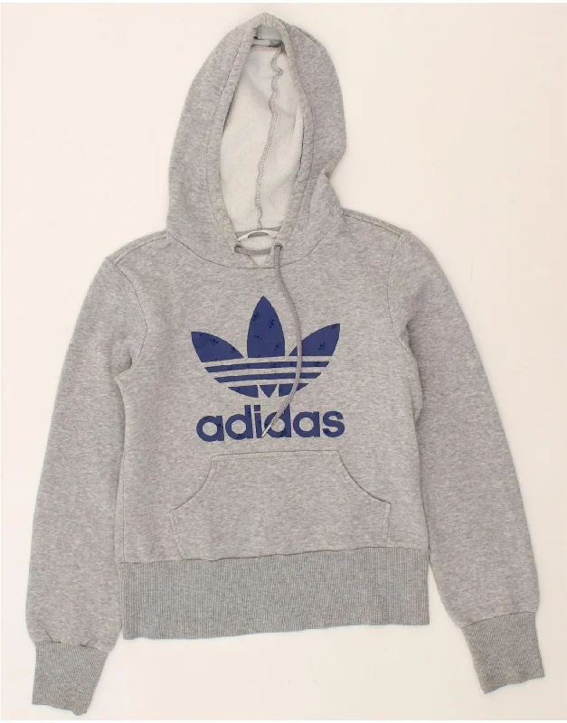 ADIDAS Womens Graphic Hoodie Jumper EU 34 Small Grey Cotton Hoodie with V-Neck Classic Versatile ADIDAS Womens Graphic Hoodie Jumper EU 34 Small Grey Cotton Hoodie with V-Neck Classic Versatile