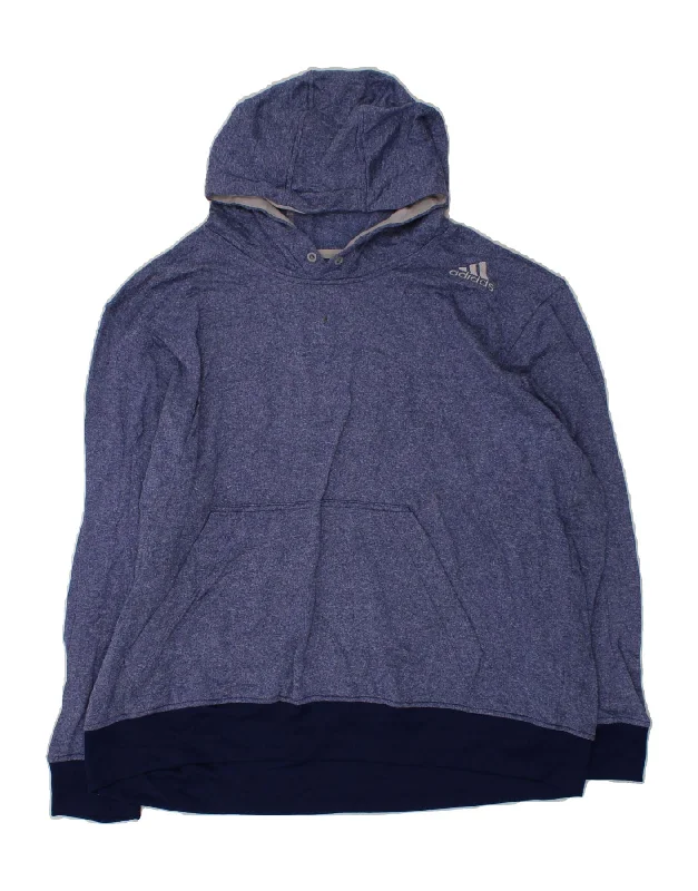 ADIDAS Womens Hoodie Jumper UK 20 2XL Navy Blue Polyester Hoodie with Logo Branding Identity