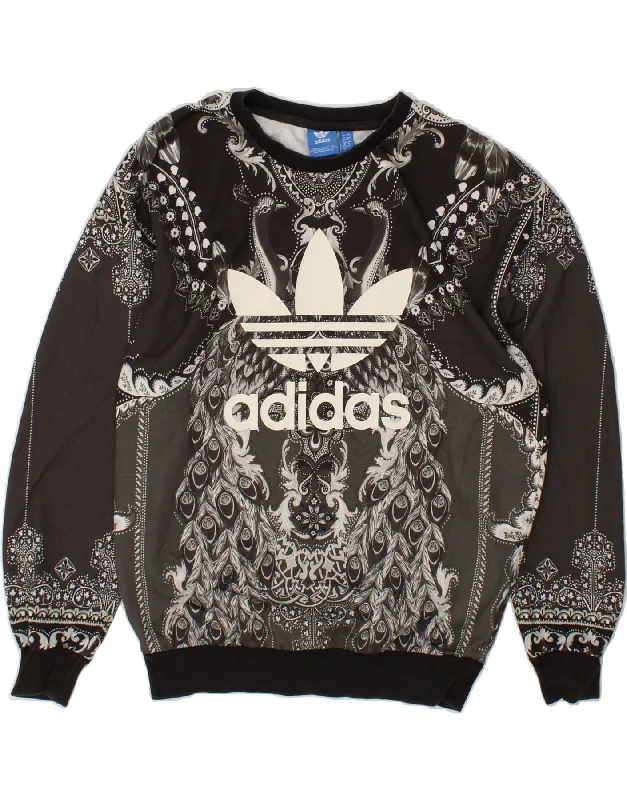 ADIDAS Womens Oversized Abstract Pattern Hoodie Jumper UK 8 Small Black Hoodie with Snap Buttons Easy Quick ADIDAS Womens Oversized Abstract Pattern Hoodie Jumper UK 8 Small Black Hoodie with Snap Buttons Easy Quick