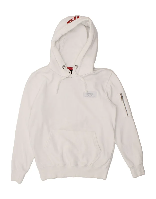 ALPHA INDUSTRIES Mens Graphic Hoodie Jumper XS White Cotton Hoodie with Toggle Buttons Decorative Unique ALPHA INDUSTRIES Mens Graphic Hoodie Jumper XS White Cotton Hoodie with Toggle Buttons Decorative Unique