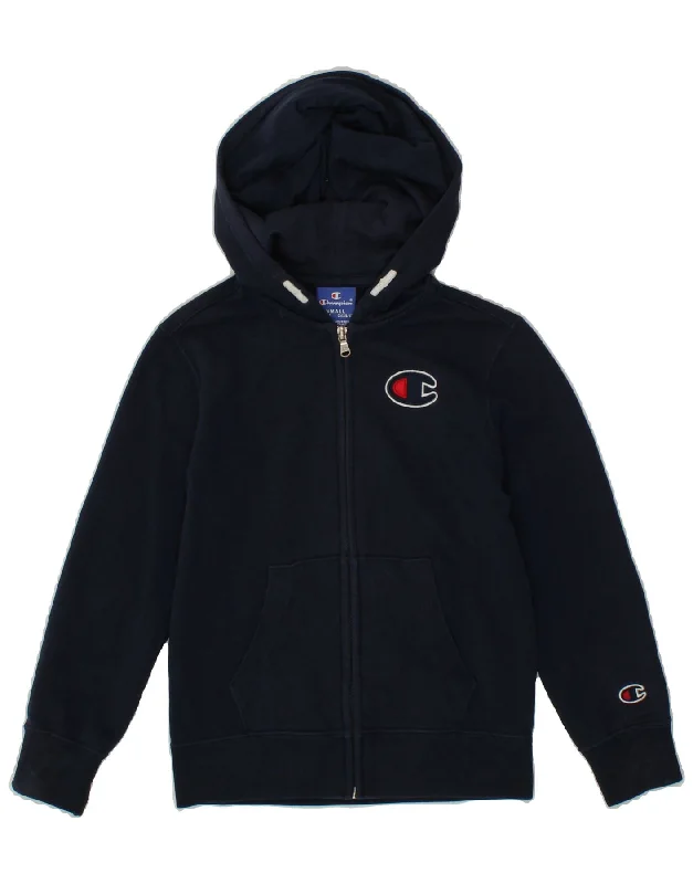 CHAMPION Boys Zip Hoodie Sweater 7-8 Years Small Navy Blue Cotton Hoodie with Snap Buttons Easy Quick CHAMPION Boys Zip Hoodie Sweater 7-8 Years Small Navy Blue Cotton Hoodie with Snap Buttons Easy Quick