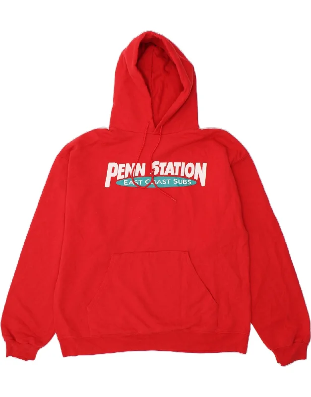 CHAMPION Mens Graphic Hoodie Jumper Large Red Cotton Hoodie with Hem Elastic Stretchable Comfortable CHAMPION Mens Graphic Hoodie Jumper Large Red Cotton Hoodie with Hem Elastic Stretchable Comfortable