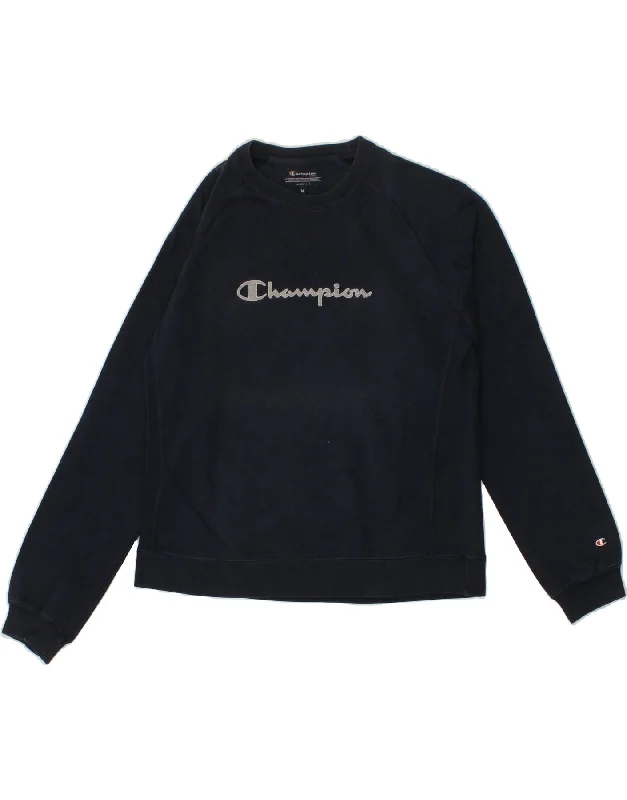 CHAMPION Mens Graphic Sweatshirt Jumper Medium Navy Blue Cotton Hoodie with Oversized Fit Loose Comfortable CHAMPION Mens Graphic Sweatshirt Jumper Medium Navy Blue Cotton Hoodie with Oversized Fit Loose Comfortable