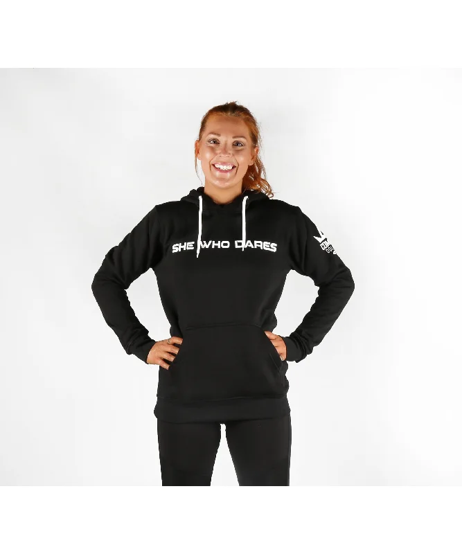 Combat Dollies She Who Dares Hoodie Black Cotton Hoodie Fleece Lining Warmth