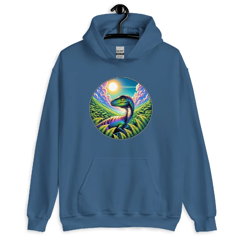Dino Daydream - Dinosaur Hoodie Hoodie with Raw Hem Edgy Unfinished