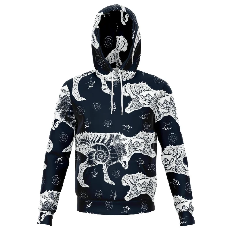 Dinosaur Hoodie - Dinosaur Mandala Hoodie with Toggle Buttons Decorative Unique