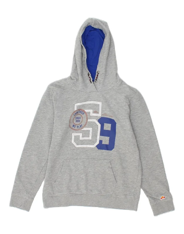 ELLESSE Boys Graphic Hoodie Jumper 13-14 Years Grey Hoodie with High Neck Warm Protective ELLESSE Boys Graphic Hoodie Jumper 13-14 Years Grey Hoodie with High Neck Warm Protective