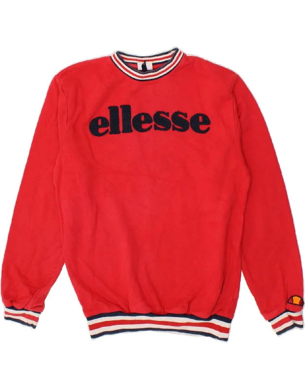 ELLESSE Womens Graphic Sweatshirt Jumper UK 10 Small Red Cotton Hoodie with Tied Waist Feminine Flattering ELLESSE Womens Graphic Sweatshirt Jumper UK 10 Small Red Cotton Hoodie with Tied Waist Feminine Flattering