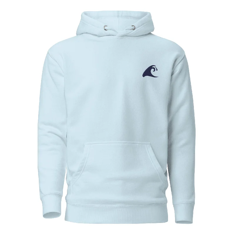Extremely Stoked Epic Wave Logo on Sky Blue Unisex Hoodie Hoodie with Raw Hem Edgy Unfinished Extremely Stoked Epic Wave Logo on Sky Blue Unisex Hoodie Hoodie with Raw Hem Edgy Unfinished