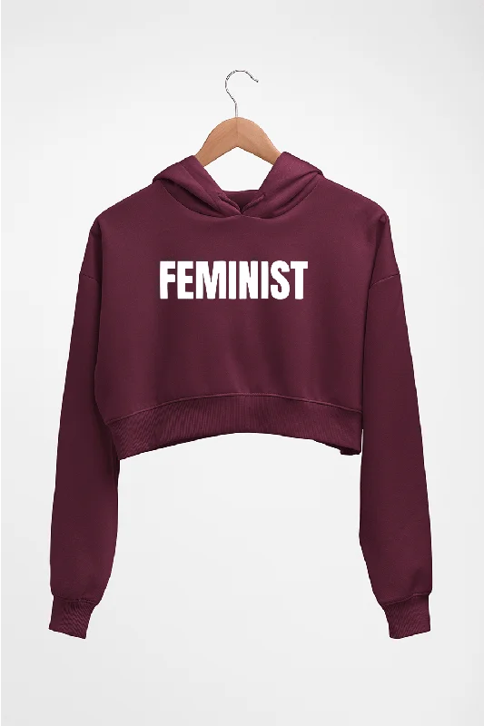 feminist Crop HOODIE FOR WOMEN Hoodie with Hem Embroidery Detailed Premium