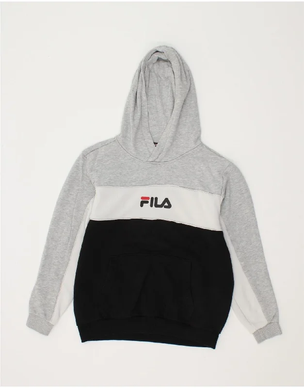 FILA Boys Graphic Hoodie Jumper 11-12 Years Grey Colourblock Cotton Hoodie with Lining Warm Insulated FILA Boys Graphic Hoodie Jumper 11-12 Years Grey Colourblock Cotton Hoodie with Lining Warm Insulated