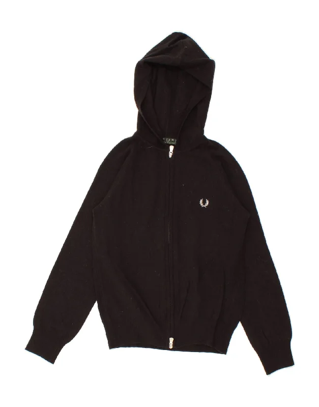 FRED PERRY Boys Zip Hoodie Sweater 9-10 Years Medium Black Hoodie with Hem Embroidery Detailed Premium FRED PERRY Boys Zip Hoodie Sweater 9-10 Years Medium Black Hoodie with Hem Embroidery Detailed Premium
