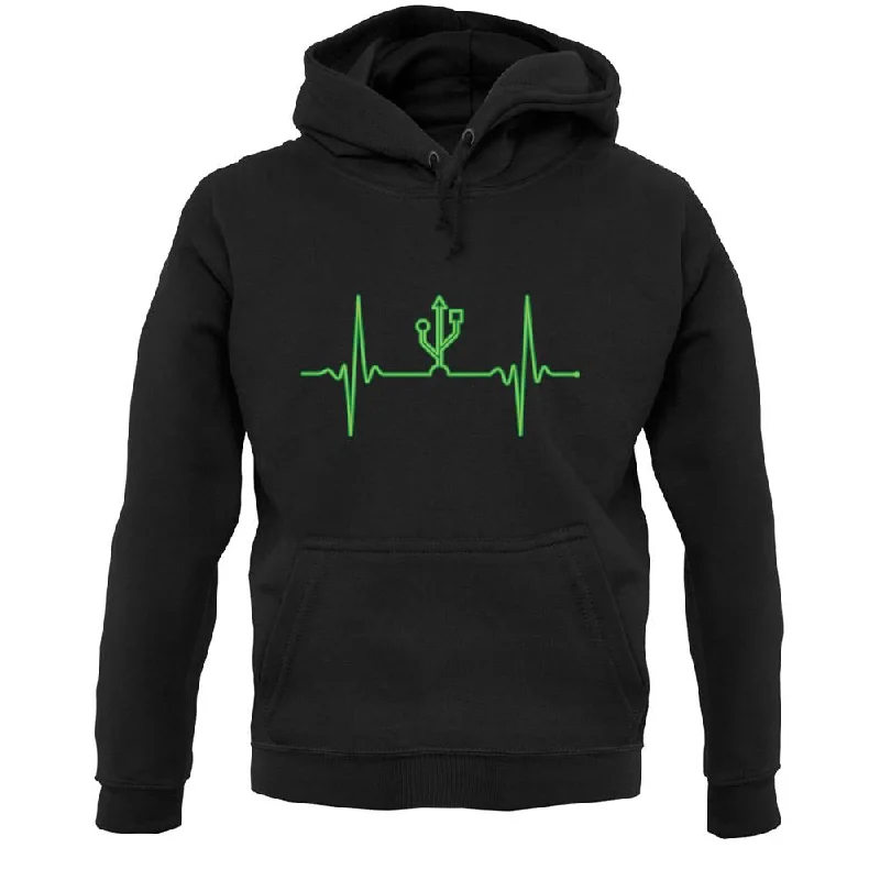 Heartbeat Usb Unisex Hoodie Hoodie with Print Artistic Unique