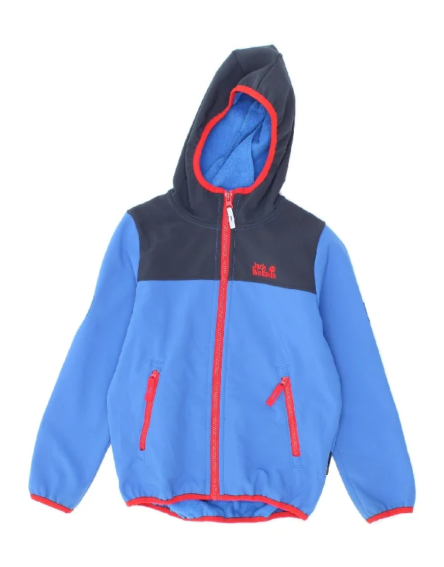 JACK WOLFSKIN Boys Zip Hoodie Sweater 7-8 Years Blue Colourblock Polyester Hoodie with Double Zipper Versatile Adjustable JACK WOLFSKIN Boys Zip Hoodie Sweater 7-8 Years Blue Colourblock Polyester Hoodie with Double Zipper Versatile Adjustable
