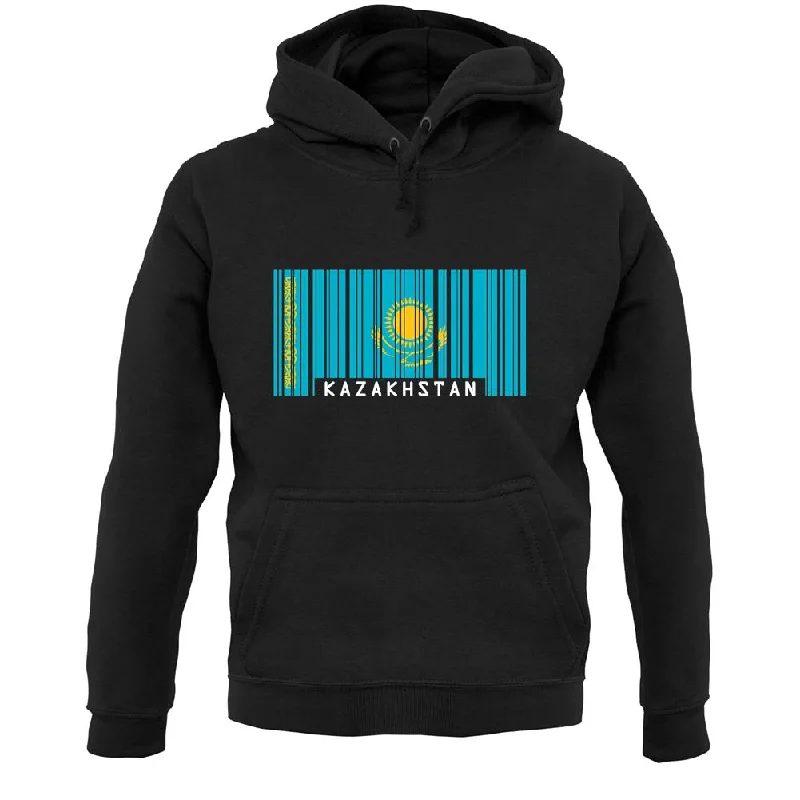 Kazakhstan Barcode Style Flag Unisex Hoodie Hoodie with Back Slit Movement Comfort