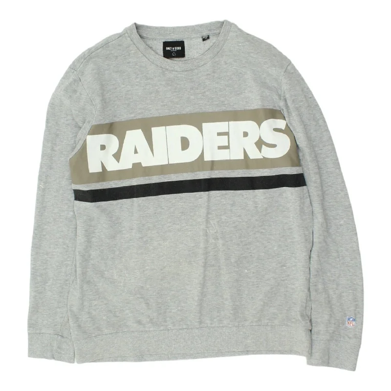 Las Vegas Raiders Mens Grey Only & Sons Sweatshirt | NFL Sportswear Sweater VTG