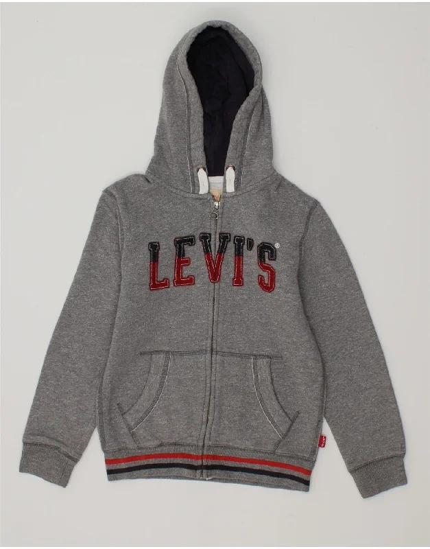 LEVI'S Boys Graphic Zip Hoodie Sweater 9-10 Years Grey Cotton Hoodie with Button Placket Classic Preppy LEVI'S Boys Graphic Zip Hoodie Sweater 9-10 Years Grey Cotton Hoodie with Button Placket Classic Preppy