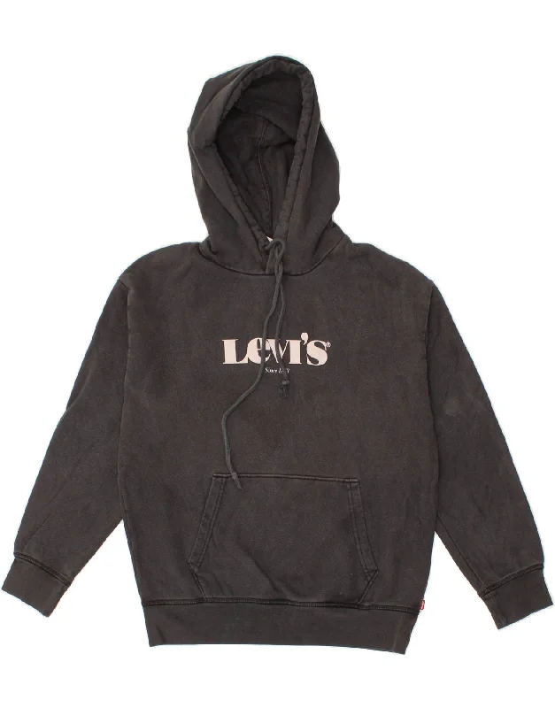 LEVI'S Mens Graphic Hoodie Jumper Small Black Cotton Hoodie with Longline Fit Extended Stylish LEVI'S Mens Graphic Hoodie Jumper Small Black Cotton Hoodie with Longline Fit Extended Stylish