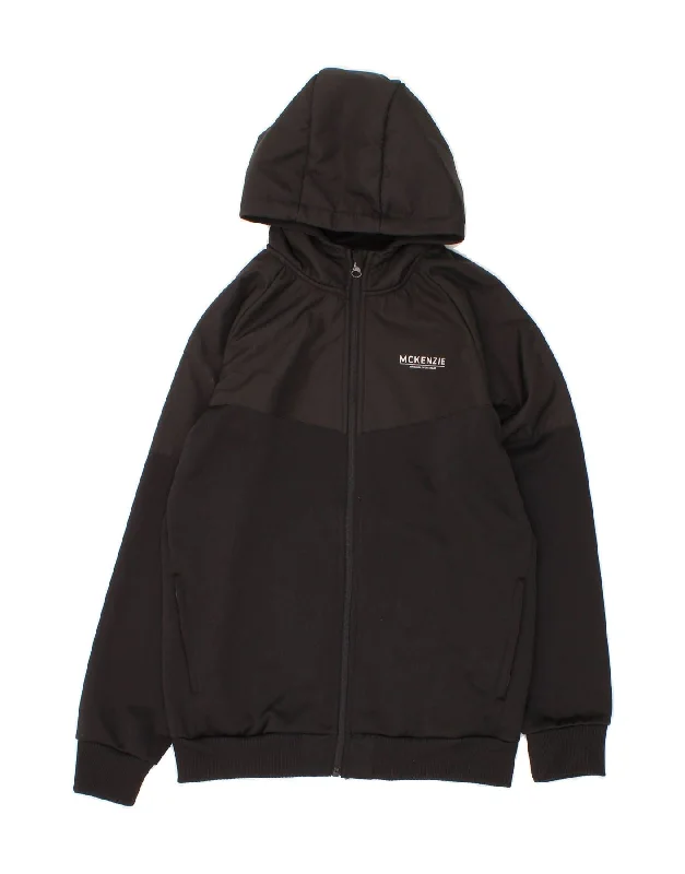 MCKENZIE Boys Zip Hoodie Sweater 13-14 Years  Black Polyester Cotton Hoodie Fleece Lining Warmth