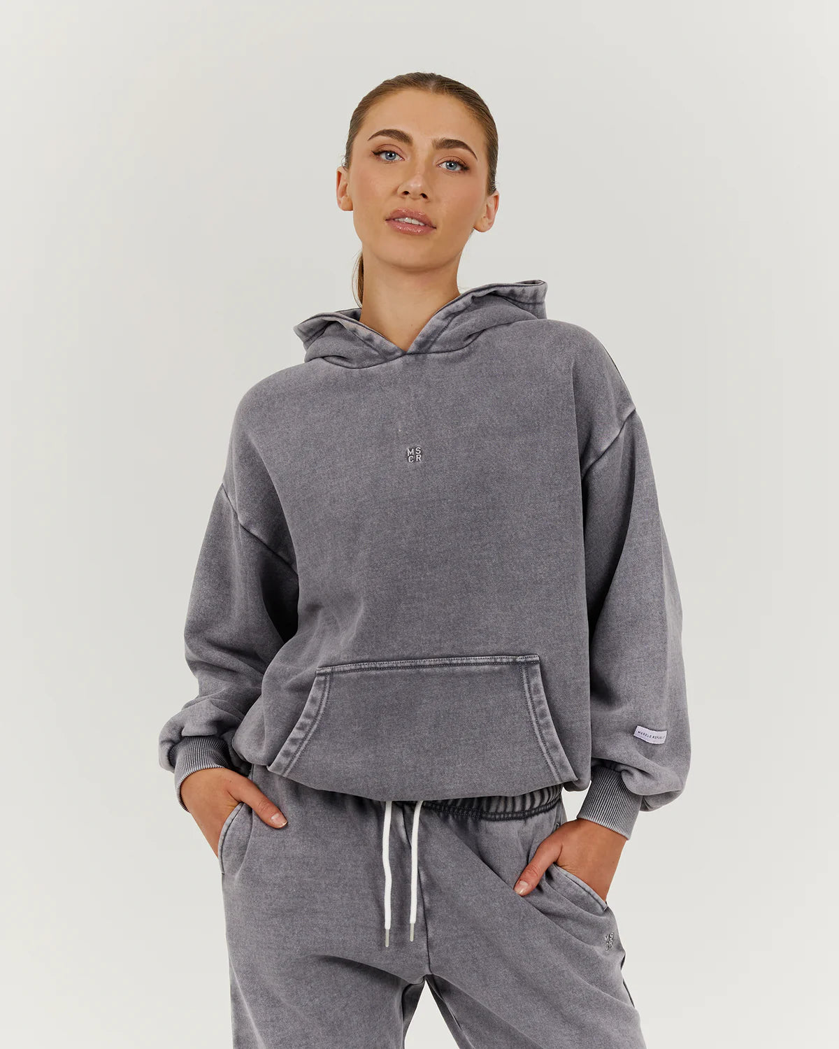 Muscle Republic | Faded Oversized Hoodie - Faded Grey Hoodie Crop Top Short Trendy