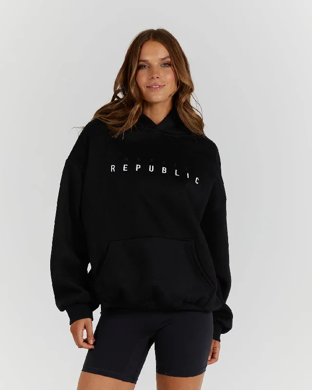 Muscle Republic | Oversized Hoodie - Black Hoodie with Logo Branding Identity