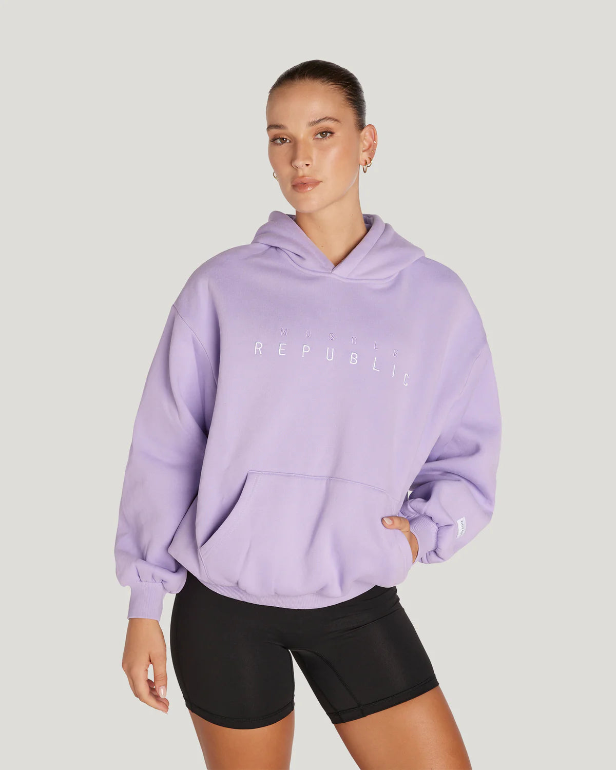 Muscle Republic | Oversized Hoodie - Lavender Hoodie with Batwing Sleeves Loose Dramatic