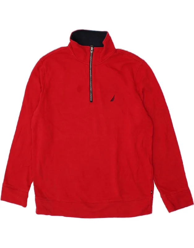 NAUTICA Mens Zip Neck Sweatshirt Jumper XL Red Cotton Hoodie with Belted Waist Structured Tailored NAUTICA Mens Zip Neck Sweatshirt Jumper XL Red Cotton Hoodie with Belted Waist Structured Tailored