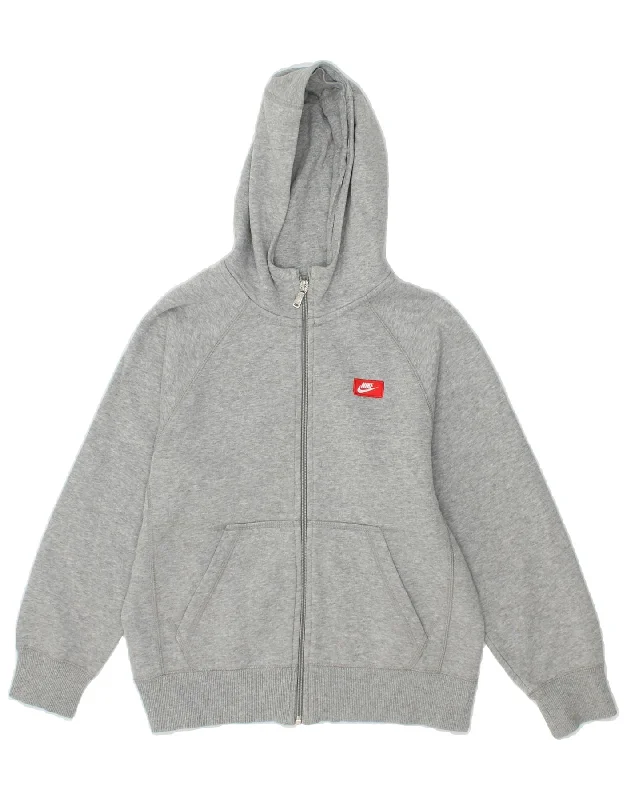 NIKE Boys Graphic Zip Hoodie Sweater 10-11 Years Medium Grey Cotton Hoodie with Elastic Cuffs Stretchable Comfortable NIKE Boys Graphic Zip Hoodie Sweater 10-11 Years Medium Grey Cotton Hoodie with Elastic Cuffs Stretchable Comfortable