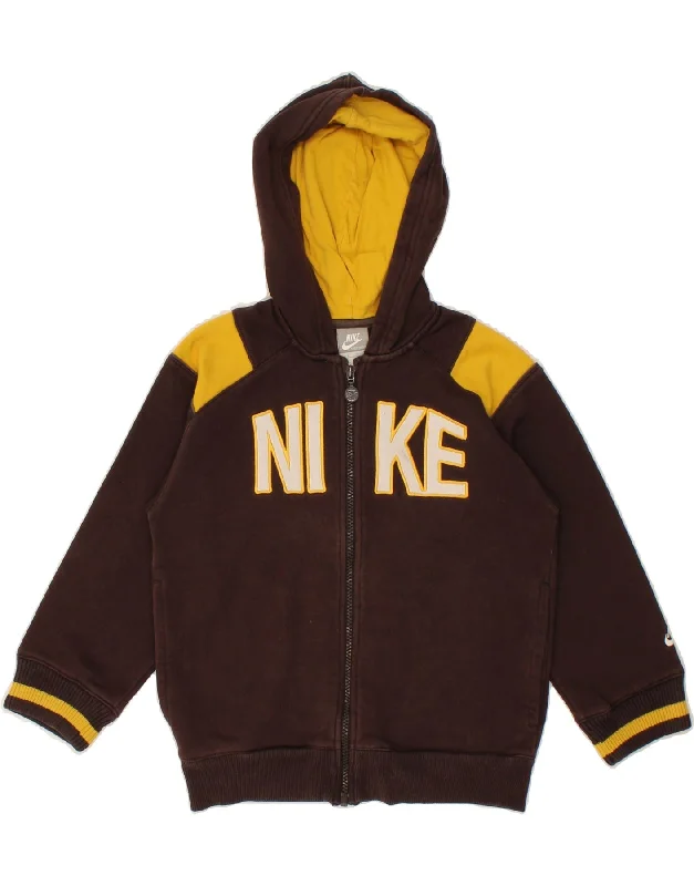 NIKE Boys Graphic Zip Hoodie Sweater 6-7 Years Large Brown Cotton Hoodie with Hem Applique Textured Unique NIKE Boys Graphic Zip Hoodie Sweater 6-7 Years Large Brown Cotton Hoodie with Hem Applique Textured Unique