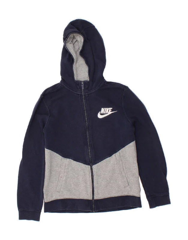 NIKE Boys Zip Hoodie Sweater 12-13 Years Large Navy Blue Colourblock Hoodie with Relaxed Fit Easy Casual NIKE Boys Zip Hoodie Sweater 12-13 Years Large Navy Blue Colourblock Hoodie with Relaxed Fit Easy Casual