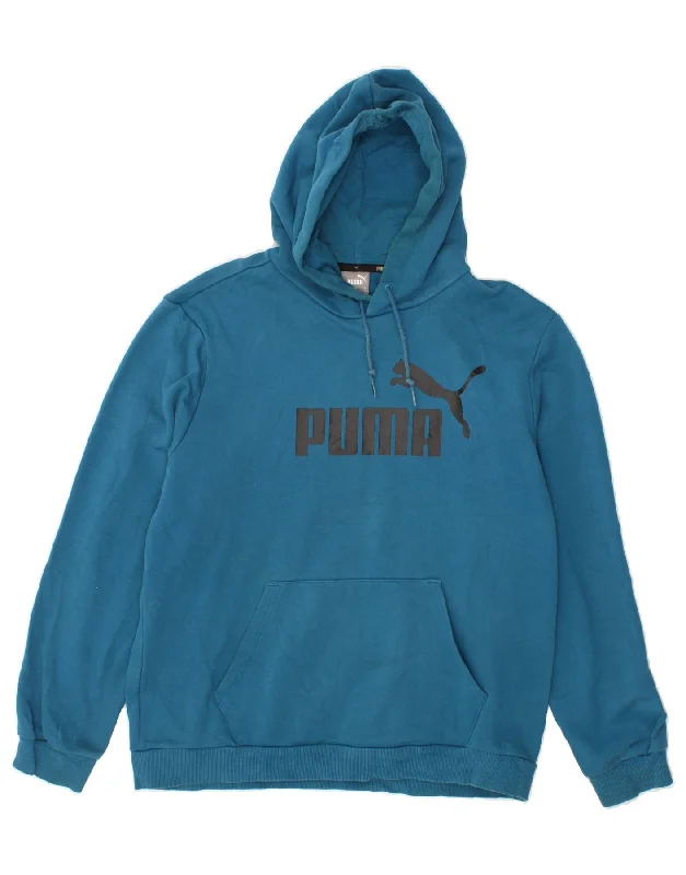 PUMA Mens Graphic Hoodie Jumper Large Blue