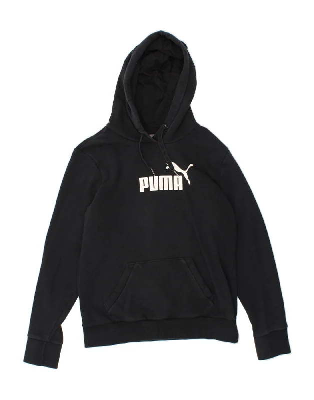 PUMA Womens Graphic Hoodie Jumper UK 14 Large Black