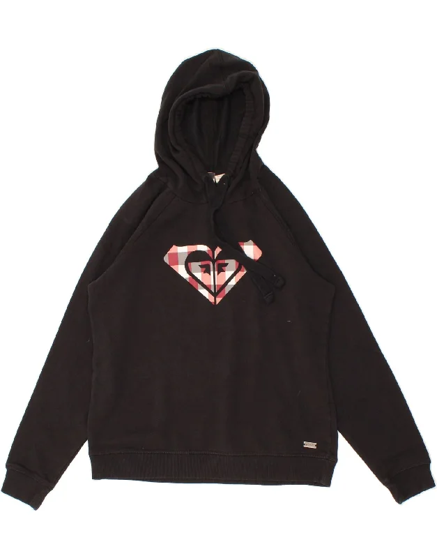 ROXY Womens Graphic Hoodie Jumper UK 10 Small Black Cotton Hoodie with Ribbed Cuffs Snug Fit Comfort ROXY Womens Graphic Hoodie Jumper UK 10 Small Black Cotton Hoodie with Ribbed Cuffs Snug Fit Comfort