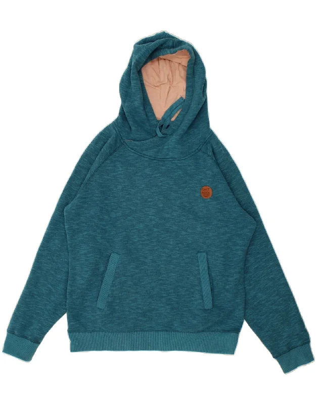 SALTROCK Womens Hoodie Jumper UK 12 Medium  Turquoise Flecked Cotton Hoodie with Lining Warm Insulated
