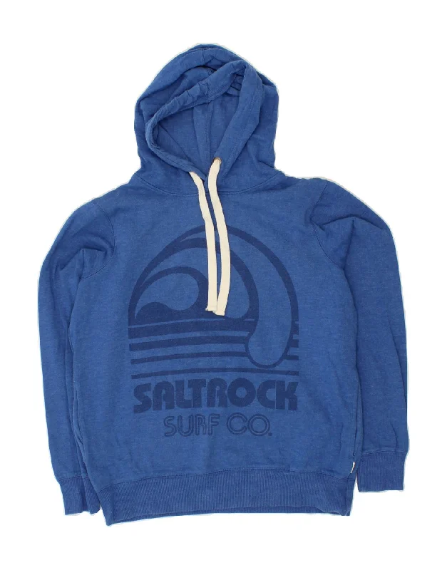 SALTROCK Womens Oversized Graphic Hoodie Jumper UK 10 Small Blue Cotton Hoodie with Mock Neck Collared Structured SALTROCK Womens Oversized Graphic Hoodie Jumper UK 10 Small Blue Cotton Hoodie with Mock Neck Collared Structured