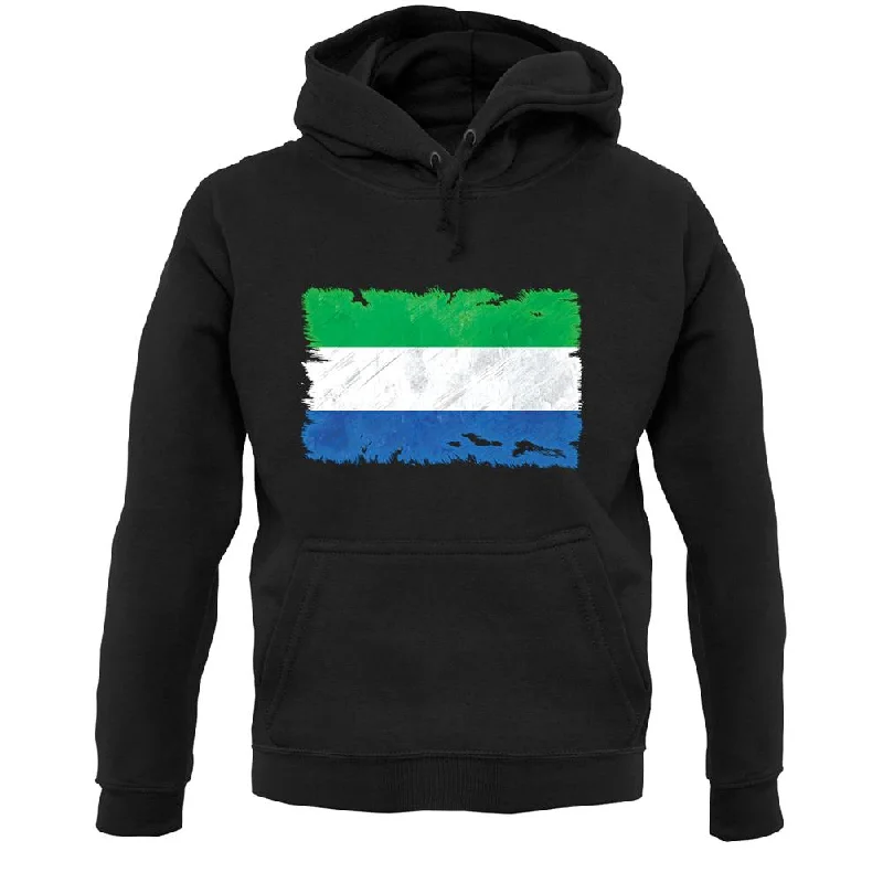 Sierra Leone Grunge Style Flag Unisex Hoodie Hoodie with Monochrome Minimalist Simple