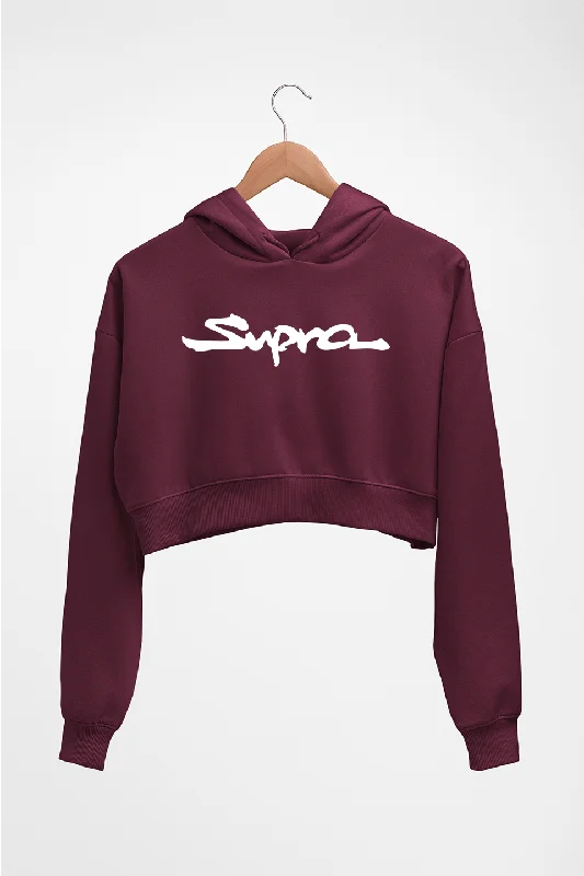 Supra Crop HOODIE FOR WOMEN Hoodie with Frayed Bohemian Relaxed