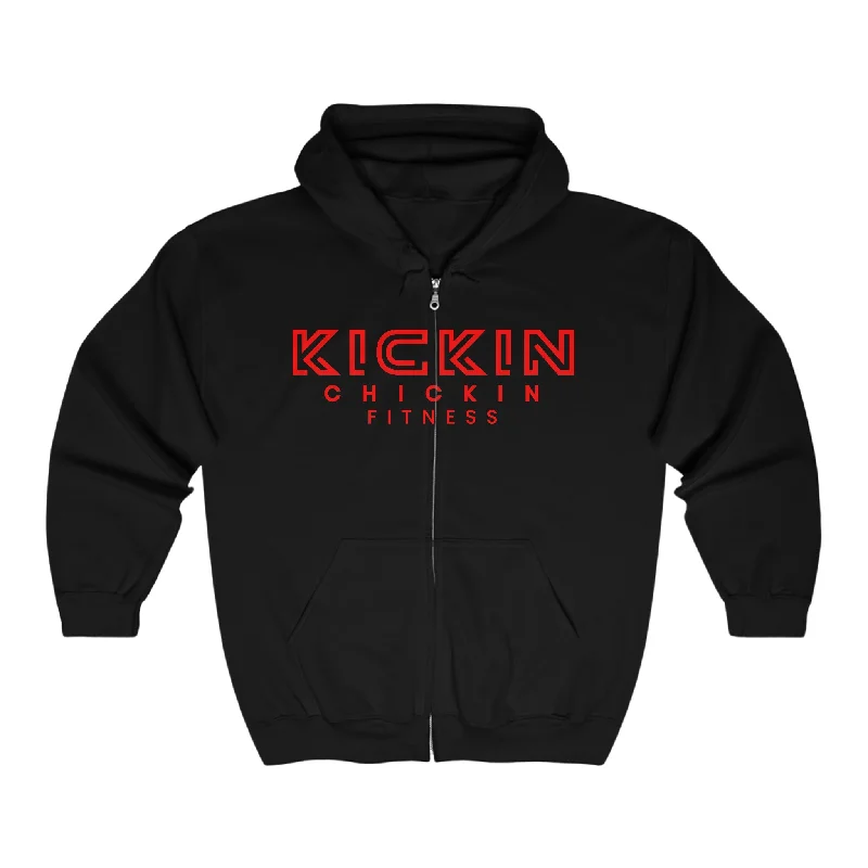 Unisex Heavy Blend™ Full Zip Hooded Sweatshirt Red Logo